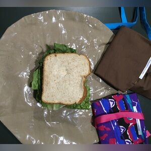 “Sandwich HUG”: Eco-Friendly Handcrafted way to transport & eat lunch; Ties